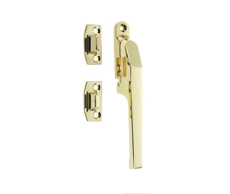 This is an image showing the Frelan - Modern NV Non Lockable Casement Fastener - Polished Brass available to order from Trade Door Handles in Kendal