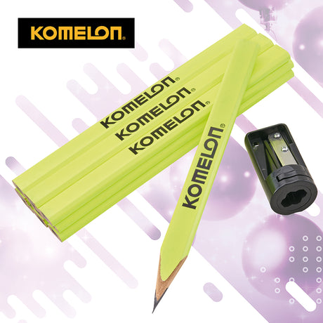 Komelon Hi-Vis Carpenter's Pencils & Sharpener Set - Pack of 10