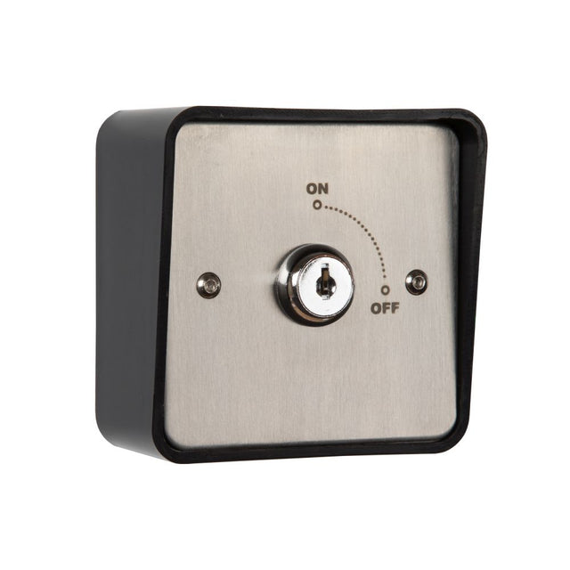 High quality image of the Zoo Hardware - On/Off Latching Key Switch in Stainless Steel Plate c/w Shrouded Back Box | Sku. ks-1 | available to order from Trade Door Handles in Kendal.