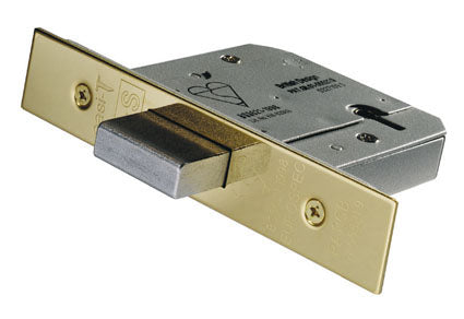 High quality image of Eurospec - Easi T 5 Lever BS Deadlock 64mm - PVD | Sku. ldb5525pvd | Trade Door Handles.