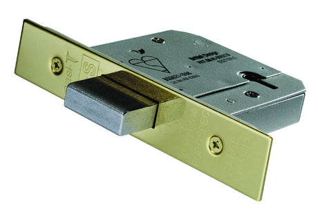 High quality image of Eurospec - Easi T 5 Lever BS Deadlock 76mm - PVD | Sku. ldb5530pvd | Trade Door Handles.
