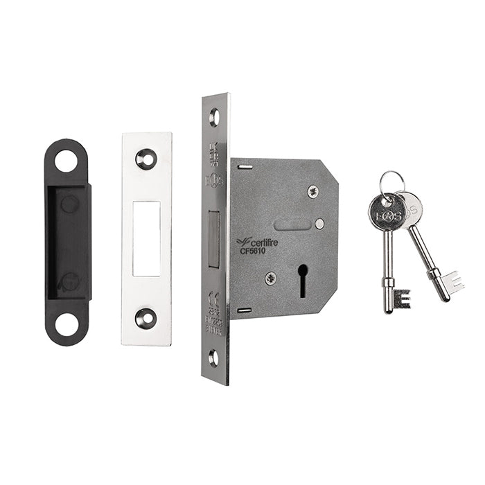 High quality image of Eurospec - 3 Lever Deadlock 64mm - Nickel Plate | Sku. lde5325np | Trade Door Handles.