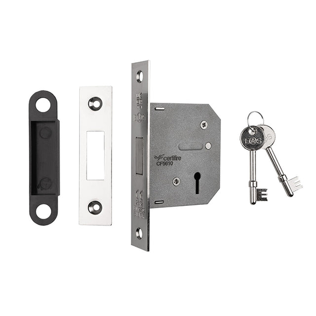 High quality image of Eurospec - 3 Lever Deadlock 64mm - Nickel Plate | Sku. lde5325np | Trade Door Handles.