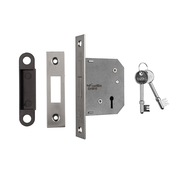 High quality image of Eurospec - 3 Lever Deadlock 64mm - Satin Nickel | Sku. lde5325sn | Trade Door Handles.