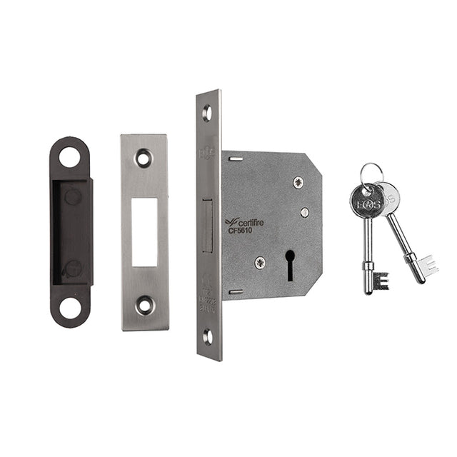 High quality image of Eurospec - 3 Lever Deadlock 64mm - Satin Nickel | Sku. lde5325sn | Trade Door Handles.
