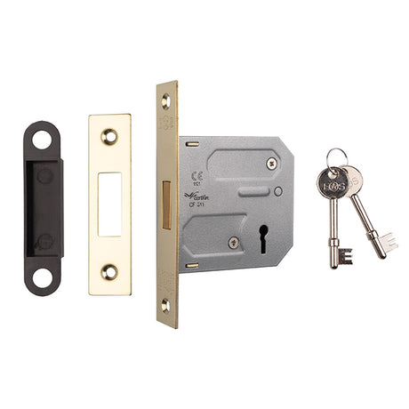 High quality image of Eurospec - 3 Lever Deadlock 76mm - Electro Brassed | Sku. lde5330eb | Trade Door Handles.