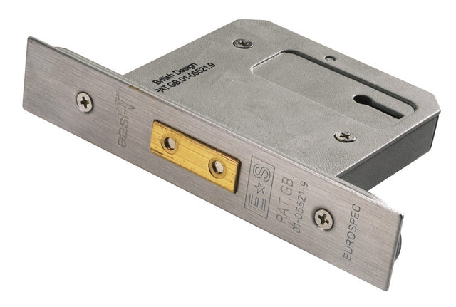 High quality image of Eurospec - Easi-T 3 Lever Deadlock 64mm - Satin Stainless Steel | Sku. lds5325sss | Trade Door Handles.