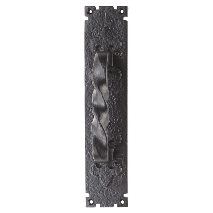 High quality image of Ludlow - Barley Twist Pull Handle on Backplate - Black Antique | Sku. lf5101 | Trade Door Handles.