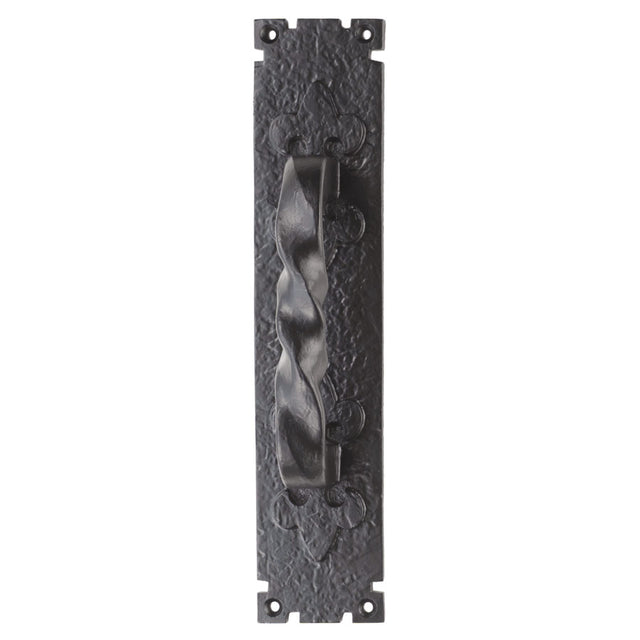 High quality image of Ludlow - Barley Twist Pull Handle on Backplate - Black Antique | Sku. lf5101 | Trade Door Handles.