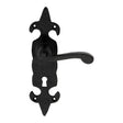 High quality image of Ludlow - Fleur de lys' Lever on Lock Backplate - Black Antique | Sku. lf5504 | Trade Door Handles.