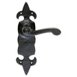 High quality image of Ludlow - Fleur de lys' Lever on Latch Backplate - Black Antique | Sku. lf5505 | Trade Door Handles.