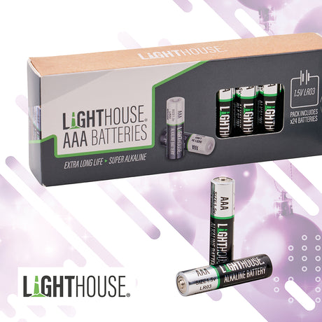 Lighthouse Super Alkaline AAA Batteries - Pack of 24