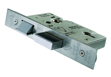 High quality image of Eurospec - Easi T 5 Lever BS Sashlock 64mm - SSS | Sku. lsb5525sss | Trade Door Handles.