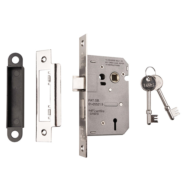 High quality image of Eurospec - Contract 3 Lever Sashlock 64mm - Nickel Plate | Sku. lse5325np | Trade Door Handles.