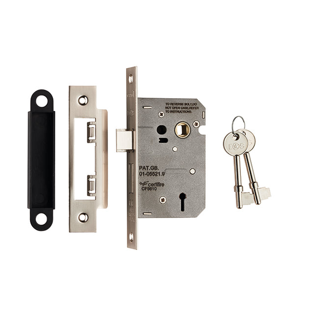 High quality image of Eurospec - Contract 3 Lever Sashlock 64mm - Satin Nickel | Sku. lse5325sn | Trade Door Handles.
