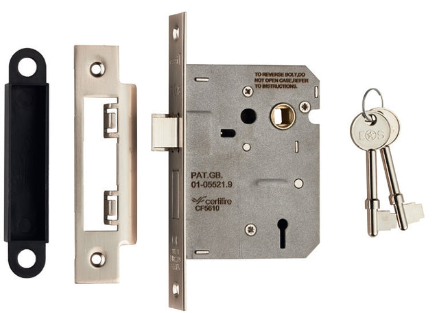 High quality image of Eurospec - Contract 3 Lever Sashlock 76mm - Satin Nickel | Sku. lse5330sn | Trade Door Handles.
