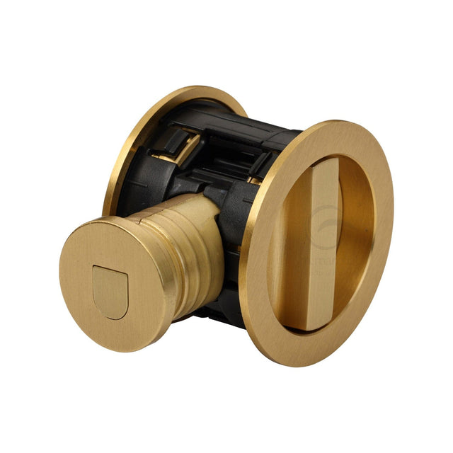 M.Marcus Door Furniture Satin Brass M.Marcus Architectural Hardware - Tubular Lock with Round Privacy Turn & Release - Satin Brass