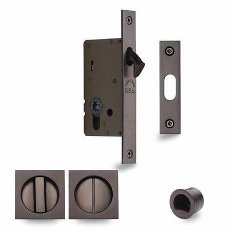 M.Marcus Locks & Latches Matt Bronze / Sliding Door Locks / Square M.Marcus - SLD Lock C/W SQ Privacy Turns 50mm Matt Bronze