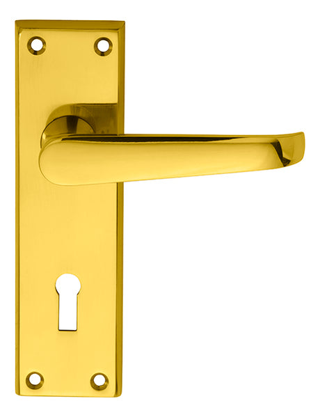 High quality image of Carlisle Brass - Victorian Lever on Lock Backplate - Polished Brass | Sku. m30 | Trade Door Handles.