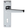 High quality image of Carlisle Brass - Victorian Lever on Lock Backplate - Polished Chrome | Sku. m30cp | Trade Door Handles.