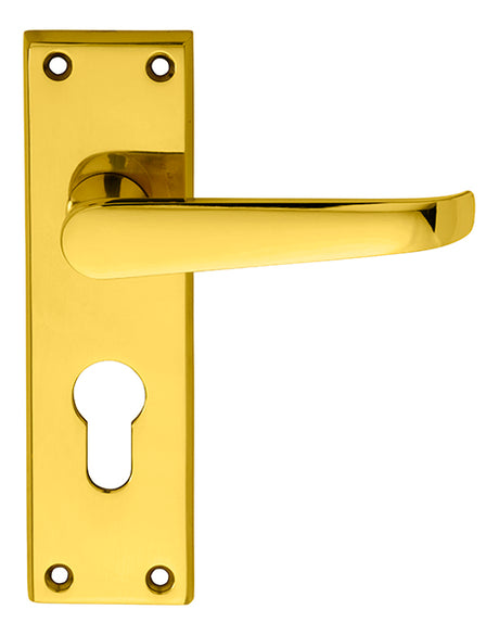 High quality image of Carlisle Brass - Victorian Lever on Euro Lock Backplate - Polished Brass | Sku. m30y | Trade Door Handles.