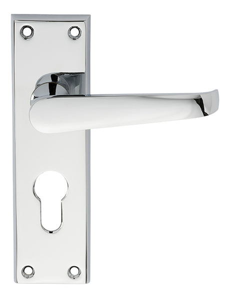 High quality image of Carlisle Brass - Victorian Lever on Euro Lock Backplate - Polished Chrome | Sku. m30ycp | Trade Door Handles.