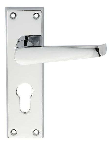 High quality image of Carlisle Brass - Contract Victorian Lever on Euro Lock Backplate - Polished Chrome | Sku. cbv30ycp | Trade Door Handles.