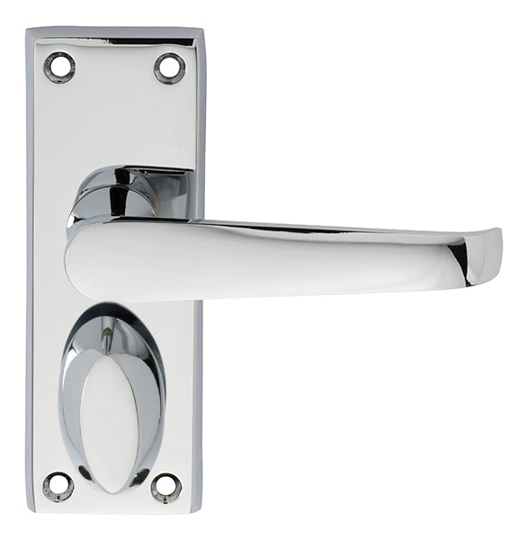 High quality image of Carlisle Brass - Victorian Lever on Privacy Backplate - Polished Chrome | Sku. m31wccp | Trade Door Handles.