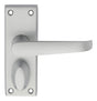 High quality image of Carlisle Brass - Victorian Lever on Privacy Backplate - Satin Chrome | Sku. m31wcsc | Trade Door Handles.