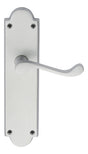 High quality image of Carlisle Brass - Victorian Scroll Lever on Shaped Latch Backplate - Satin Chrome | Sku. m67sc | Trade Door Handles.