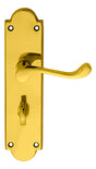 High quality image of Carlisle Brass - Victorian Scroll Lever on Shaped WC Backplate - Polished Brass | Sku. m68wc | Trade Door Handles.