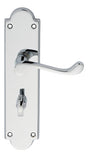 High quality image of Carlisle Brass - Victorian Scroll Lever on Shaped WC Backplate - Polished Chrome | Sku. m68wccp | Trade Door Handles.