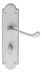 High quality image of Carlisle Brass - Victorian Scroll Lever on Shaped WC Backplate - Satin Chrome | Sku. m68wcsc | Trade Door Handles.