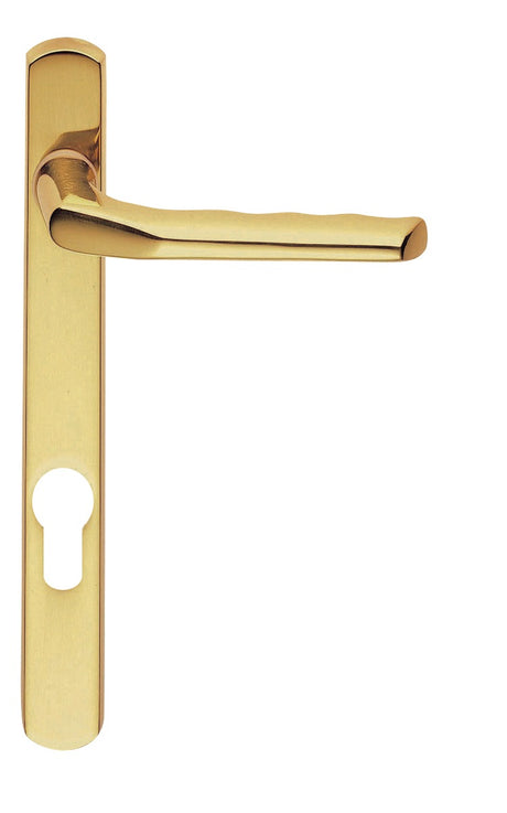 High quality image of Carlisle Brass - Narrow Plate with Straight Lever 92mm c/c - Polished Brass | Sku. m86np92 | Trade Door Handles.