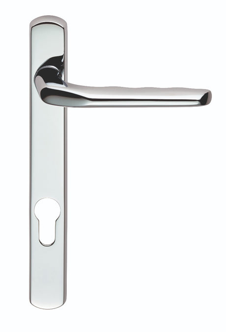 High quality image of Carlisle Brass - Narrow Plate with Straight Lever 92mm c/c - Polished Chrome | Sku. m86np92cp | Trade Door Handles.