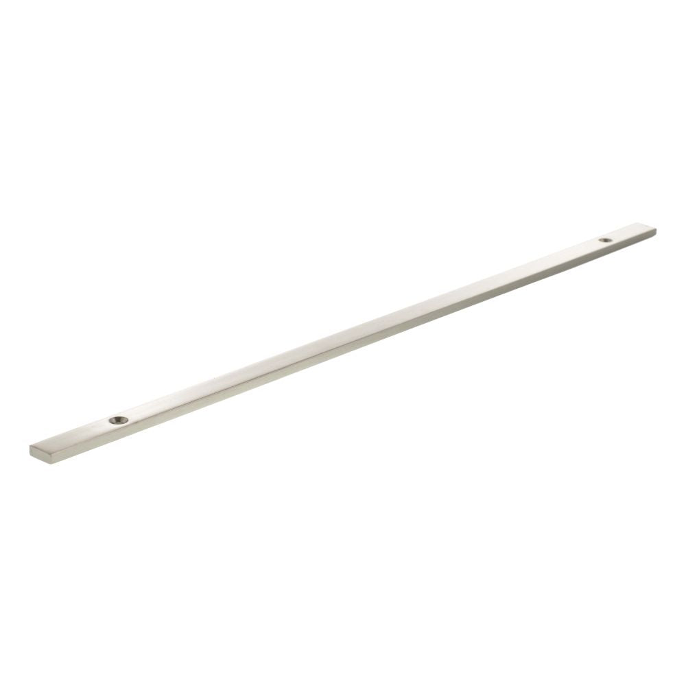 High quality image of Millhouse Brass Long Narrow Cabinet Handle Backplate 320mm - Satin Nickel | Sku. mhcbn320sn | available to order from Trade Door Handles in Kendal.