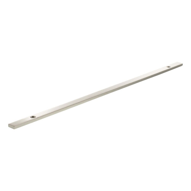 High quality image of Millhouse Brass Long Narrow Cabinet Handle Backplate 320mm - Satin Nickel | Sku. mhcbn320sn | available to order from Trade Door Handles in Kendal.