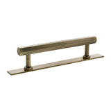 High quality image of Millhouse Brass Pennington Hexagonal T-Bar Cabinet Pull Handle on Backplate 128mm - Antique Brass | Sku. mhchb17128ab | available to order from Trade Door Handles in Kendal.