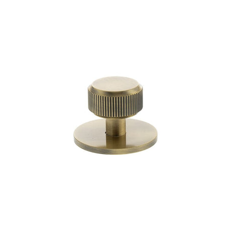 Millhouse Brass Cabinet Hardware Antique Brass / Cabinet Knobs Millhouse Brass Battersea Linear Round Cabinet Knob Handle on Backplate - Antique Brass