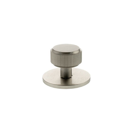 Millhouse Brass Cabinet Hardware Satin Nickel / Cabinet Knobs Millhouse Brass Battersea Linear Round Cabinet Knob Handle on Backplate - Satin Nickel