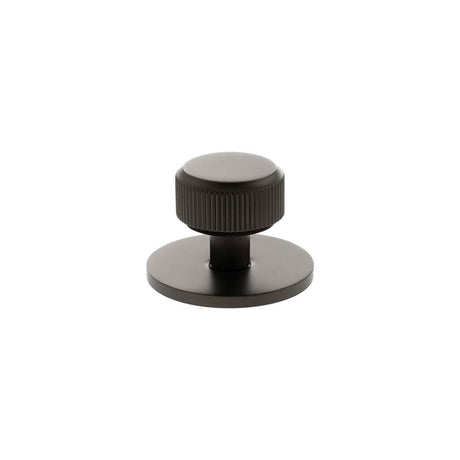 Millhouse Brass Cabinet Hardware Urban Dark Bronze / Cabinet Knobs Millhouse Brass Battersea Linear Round Cabinet Knob Handle on Backplate - Urban Dark Bronze