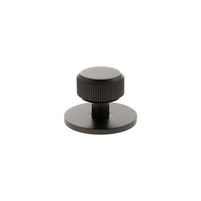 Millhouse Brass Cabinet Hardware Urban Dark Bronze / Cabinet Knobs Millhouse Brass Battersea Linear Round Cabinet Knob Handle on Backplate - Urban Dark Bronze