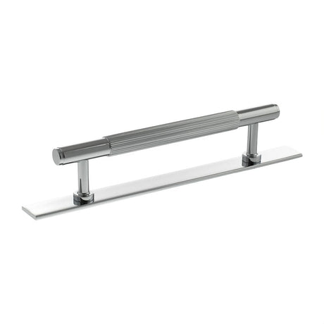 Millhouse Brass Cabinet Hardware Polished Chrome / Cabinet Pull Handles Millhouse Brass Battersea Linear T-Bar Cabinet Pull Handle on Backplate 128mm - Polished Chrome