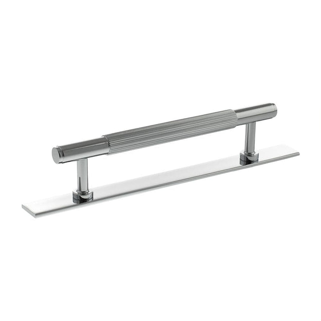 Millhouse Brass Cabinet Hardware Polished Chrome / Cabinet Pull Handles Millhouse Brass Battersea Linear T-Bar Cabinet Pull Handle on Backplate 128mm - Polished Chrome