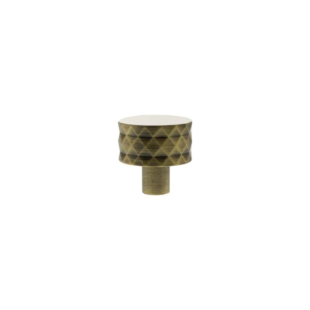 Millhouse Brass Cabinet Hardware Antique Brass / Cabinet Knobs Millhouse Brass Chrysler Diamond Round Cabinet Knob Handle - Antique Brass