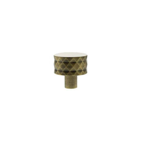 Millhouse Brass Cabinet Hardware Antique Brass / Cabinet Knobs Millhouse Brass Chrysler Diamond Round Cabinet Knob Handle - Antique Brass