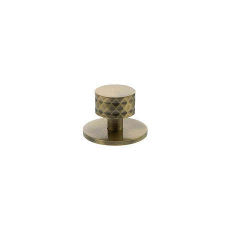 Millhouse Brass Cabinet Hardware Antique Brass / Cabinet Knobs Millhouse Brass Chrysler Diamond Round Cabinet Knob Handle on Backplate - Antique Brass