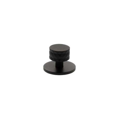 Millhouse Brass Cabinet Hardware Matt Black / Cabinet Knobs Millhouse Brass Chrysler Diamond Round Cabinet Knob Handle on Backplate - Matt Black