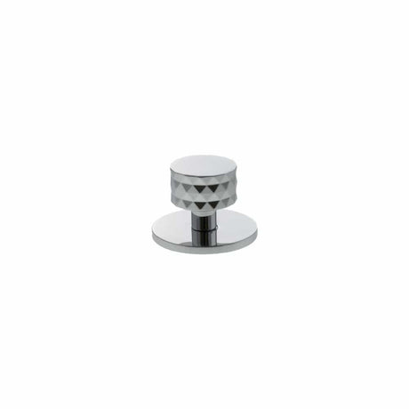Millhouse Brass Cabinet Hardware Polished Chrome / Cabinet Knobs Millhouse Brass Chrysler Diamond Round Cabinet Knob Handle on Backplate - Polished Chrome