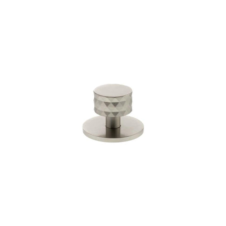 Millhouse Brass Cabinet Hardware Satin Nickel / Cabinet Knobs Millhouse Brass Chrysler Diamond Round Cabinet Knob Handle on Backplate - Satin Nickel